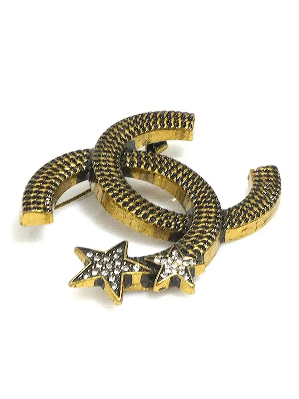 Chanel Cc Logo Brooch Gold-Tone Metal #250167C68B